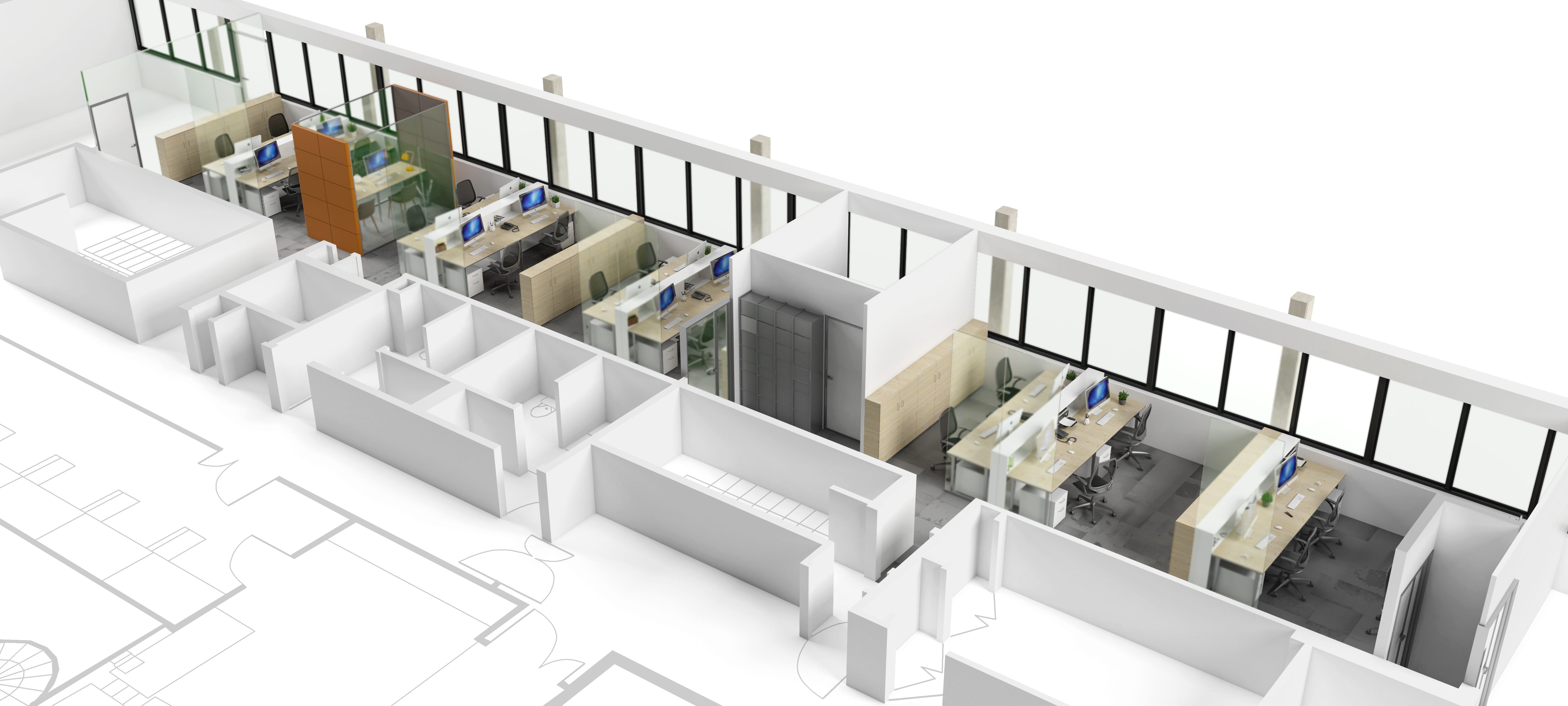 plan montrant plusieur espace de travail